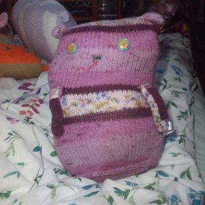Sammie the Purple Floral Giant Cat Soft Toy - Turquoise & Yellow Button Eyes