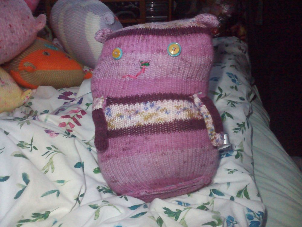 Sammie the Purple Floral Giant Cat Soft Toy - Turquoise & Yellow Button Eyes