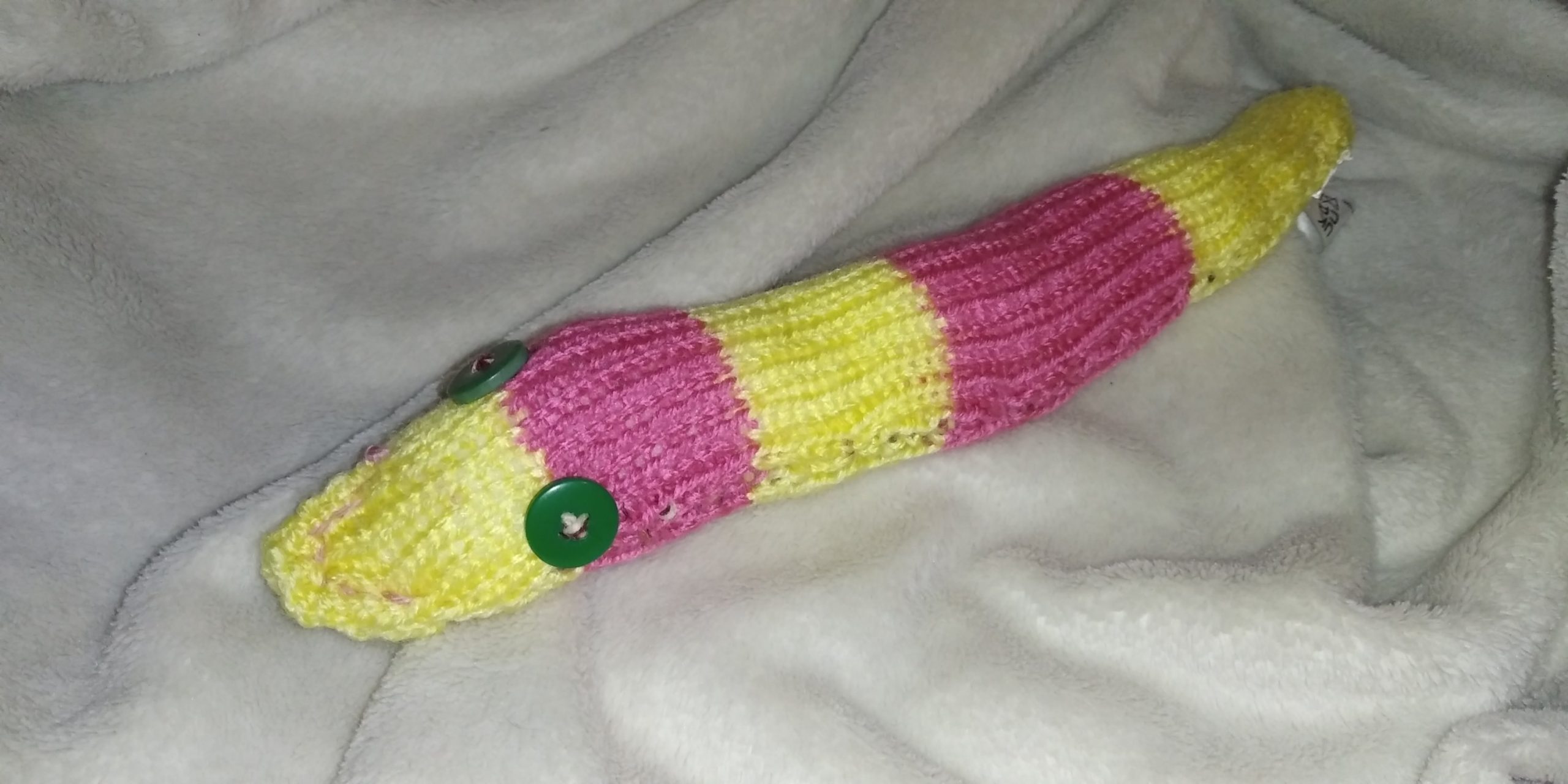 Rhubarb the Pink and Yellow Banded Slim Noodle Short Snake