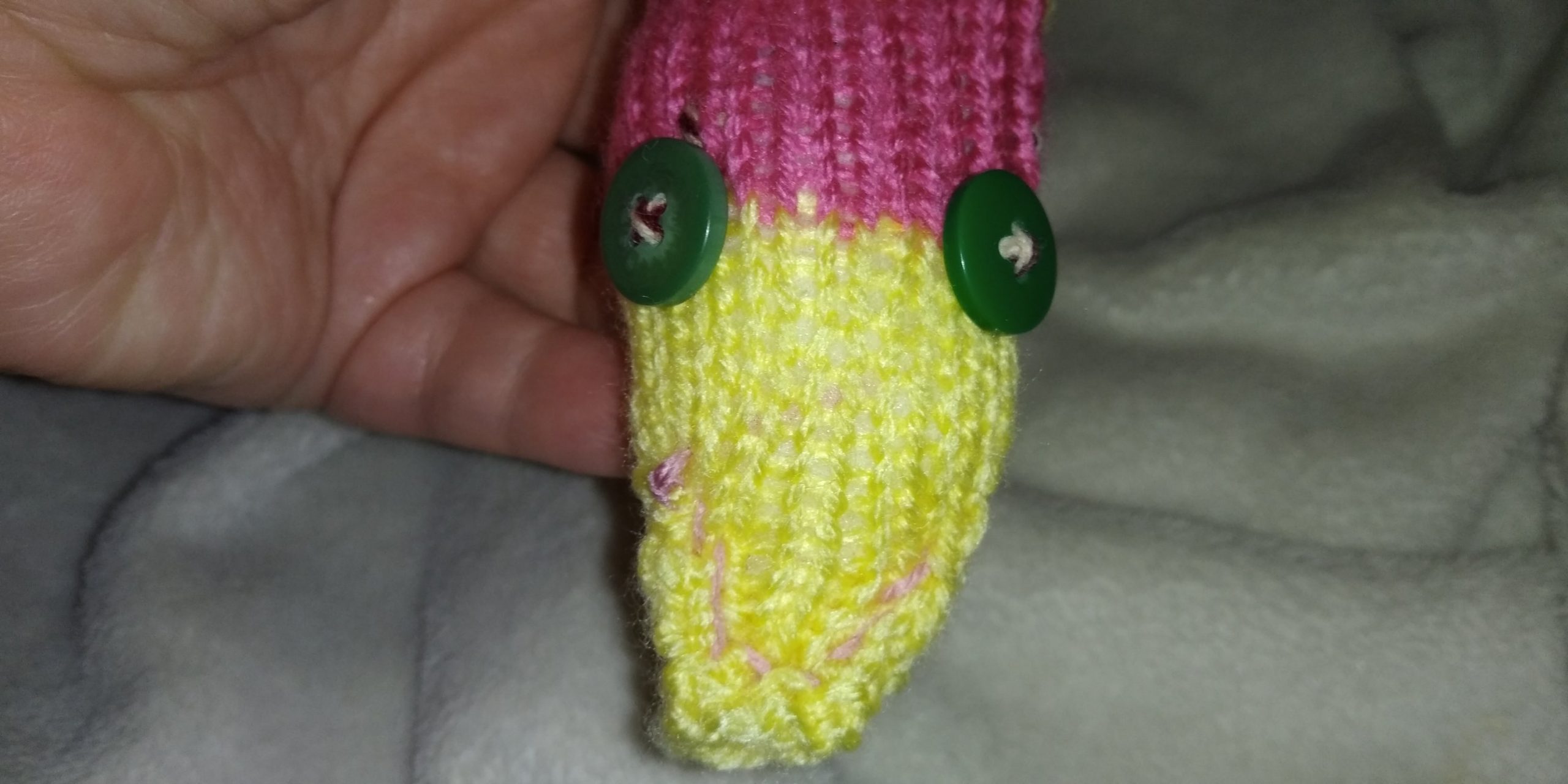 Rhubarb the Pink and Yellow Banded Slim Noodle Short Snake - Image 5