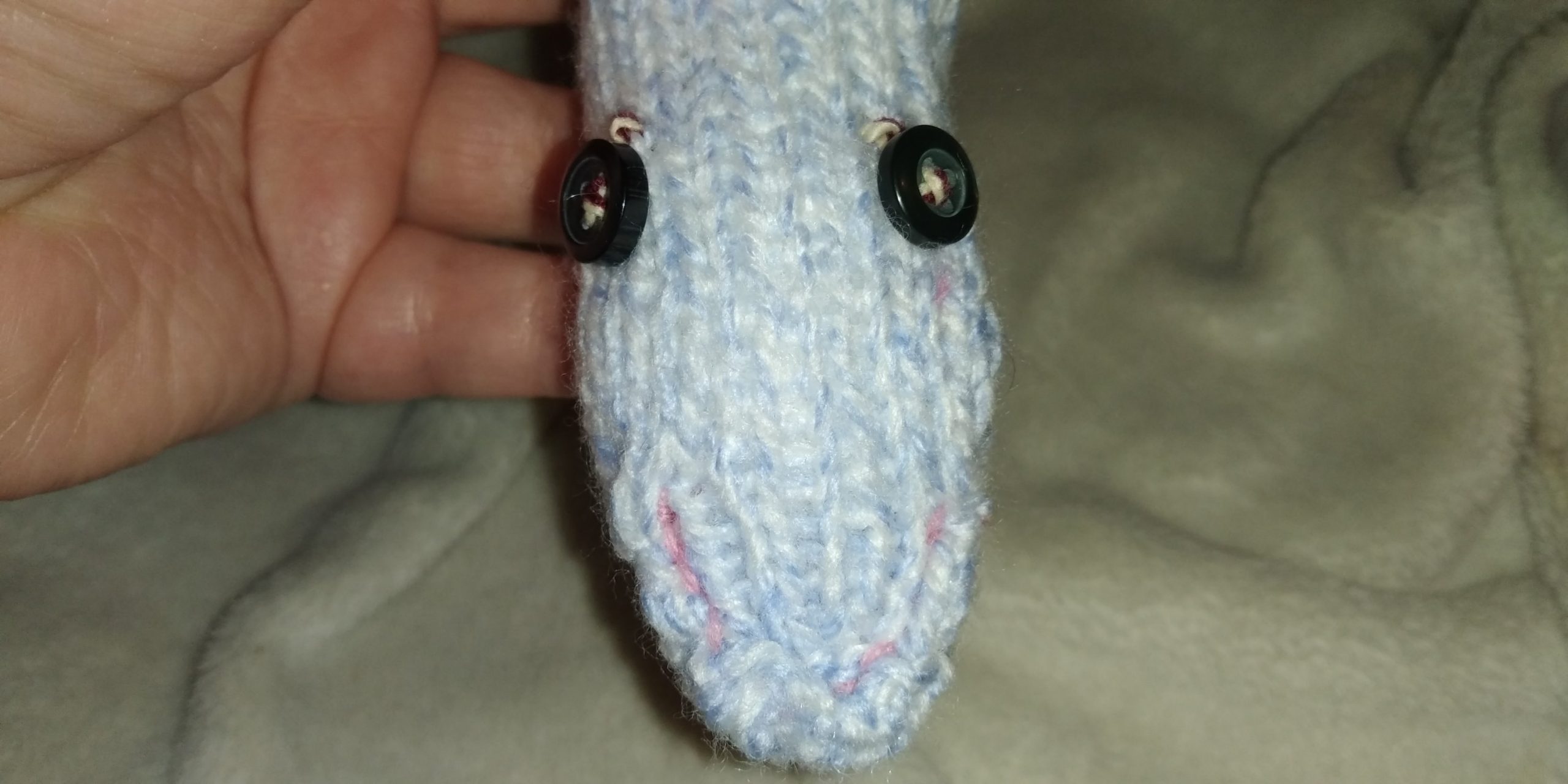 Denton the Blue and White Mottled Rainbow Slim Noodle Short Snake - Image 3