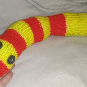 Haliba the Vibrant Red and Banana Yellow Banded Chunky Short Snake.