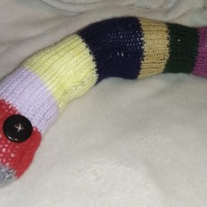 Luca the Grey Red and Dark Earthy Tones Banded Chunky Short Snake.