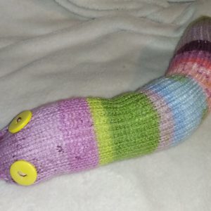 Florence the Purple Green Blue and Red Floral Banded Chunky Short Snake.