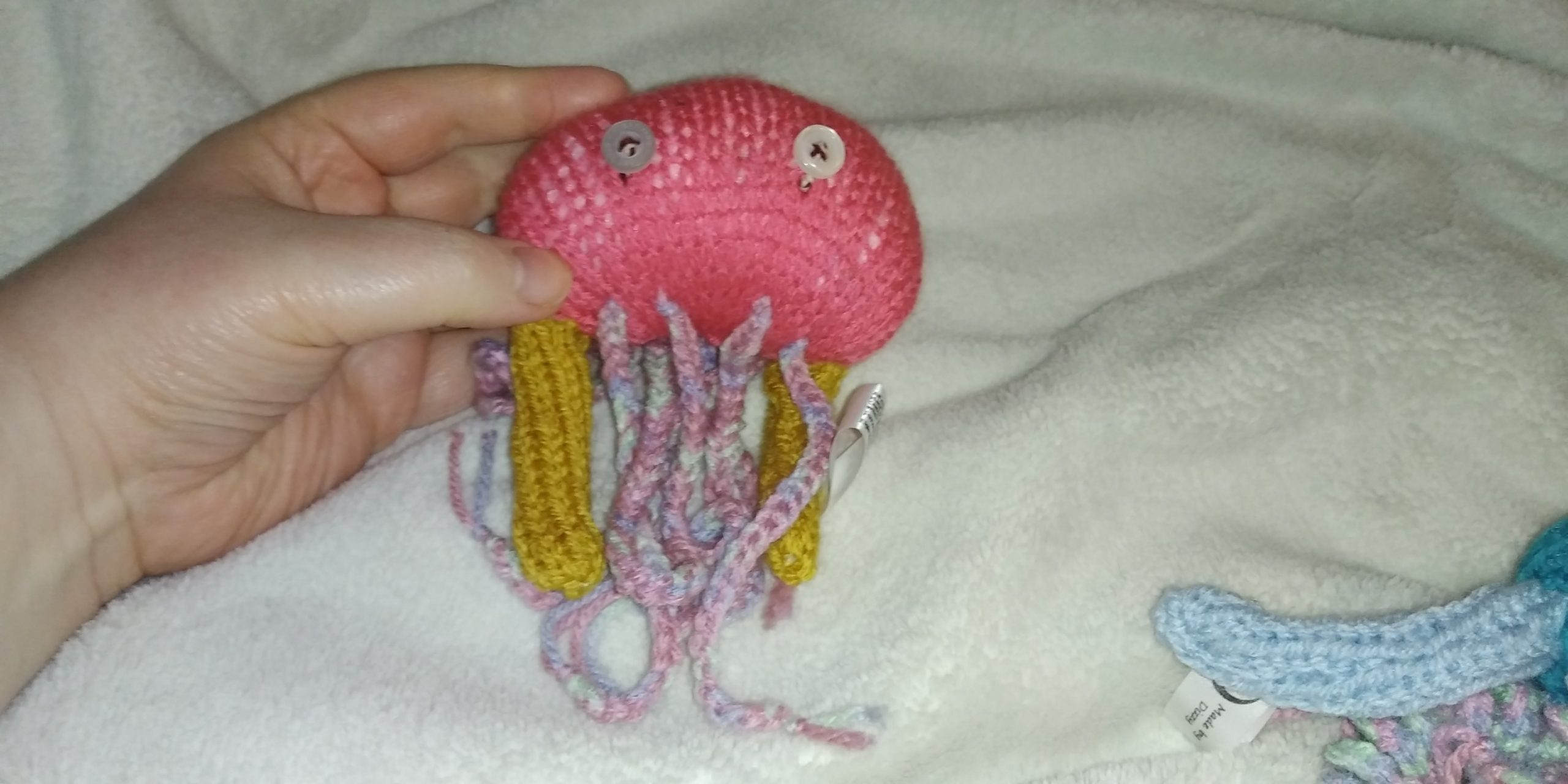 Beeti the Coral Red with Rainbow Feelers Jellyfish - Image 3