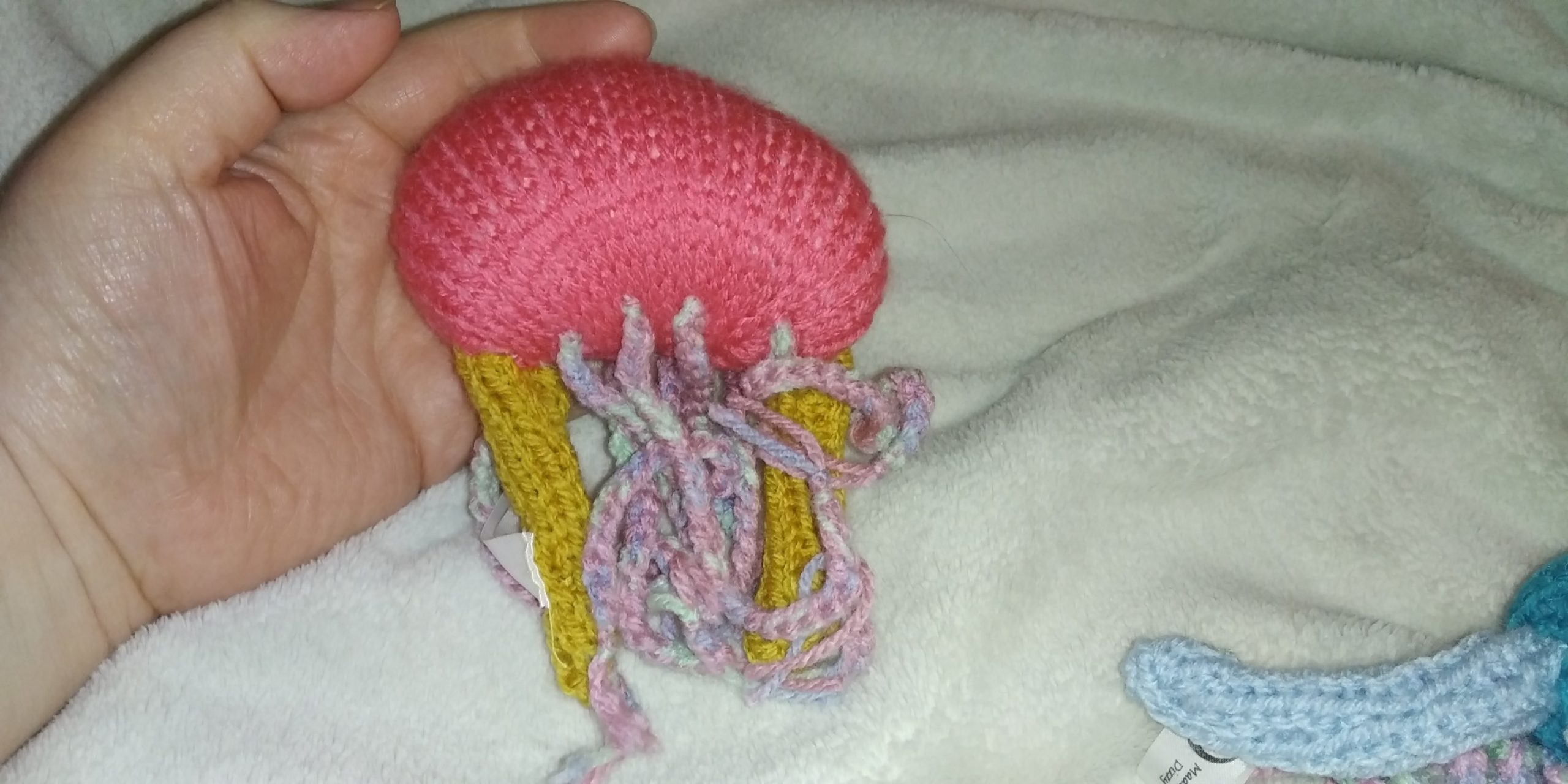 Beeti the Coral Red with Rainbow Feelers Jellyfish - Image 2