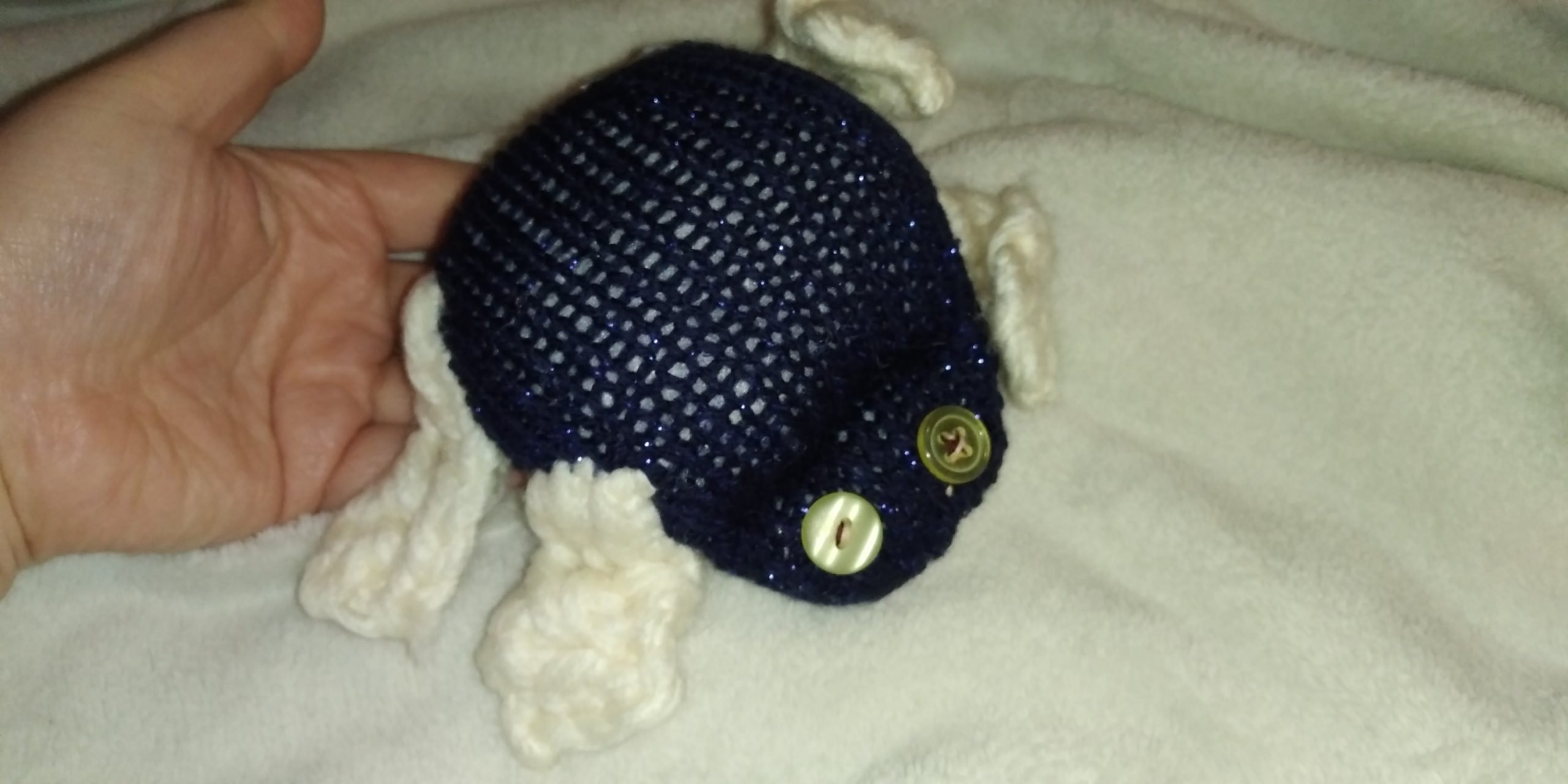 Chen the Glittery Navy Blue with Cream Flippers Hoppy Frog