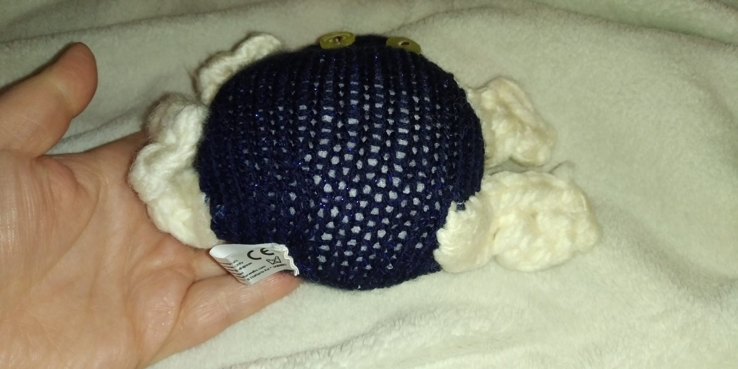 Chen the Glittery Navy Blue with Cream Flippers Hoppy Frog - Image 4