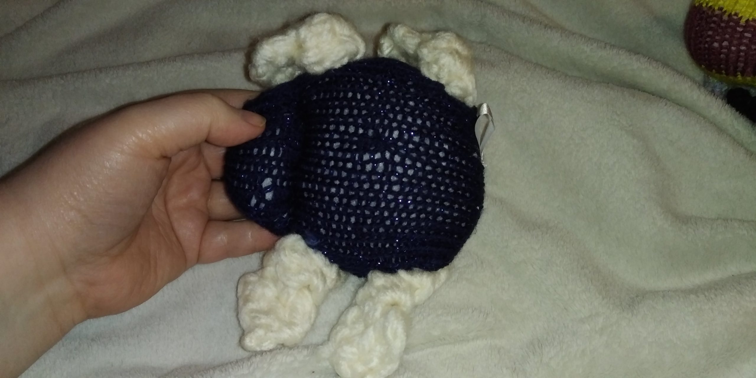Chen the Glittery Navy Blue with Cream Flippers Hoppy Frog - Image 3