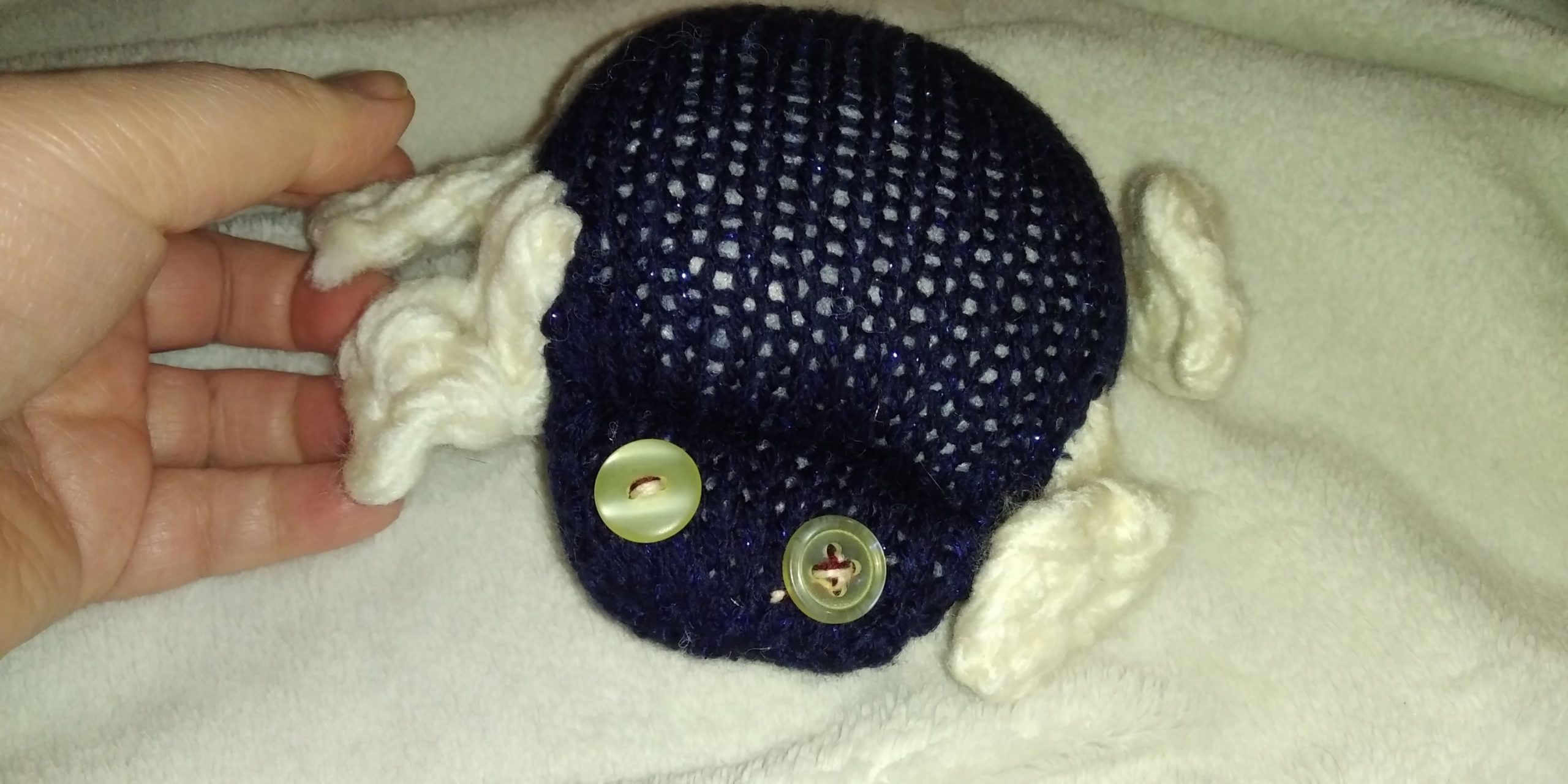 Chen the Glittery Navy Blue with Cream Flippers Hoppy Frog - Image 2