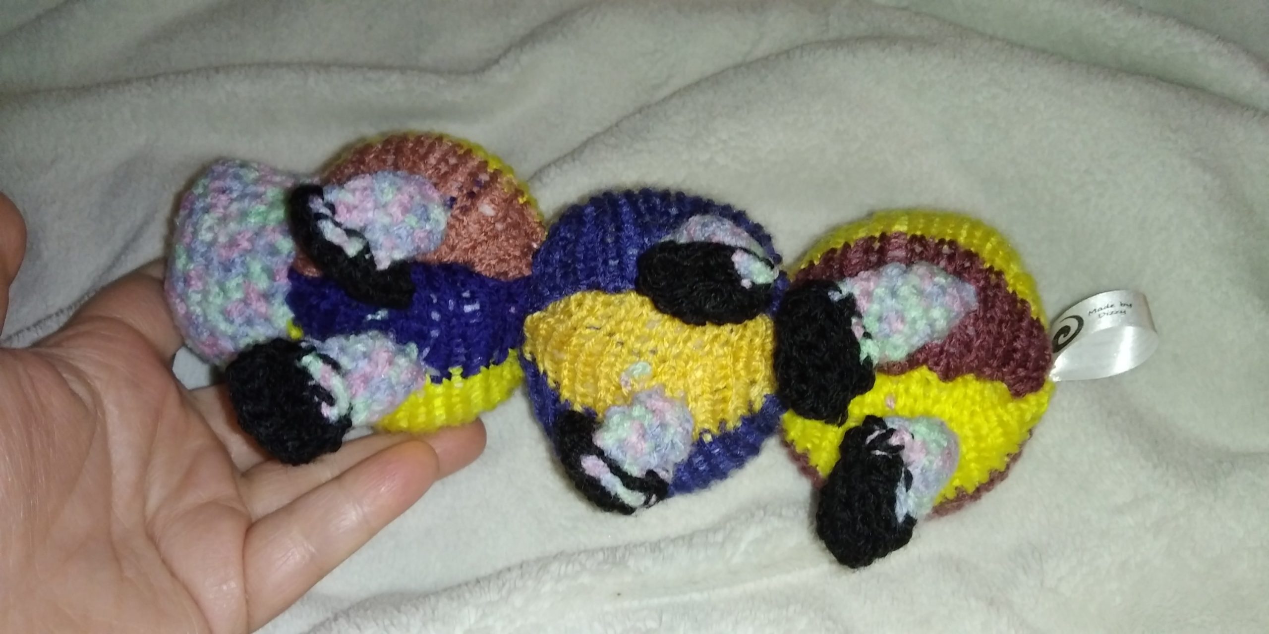 Dale the Rainbow Head Yellow Burgundy Mustard Navy Caterpillar - Image 3