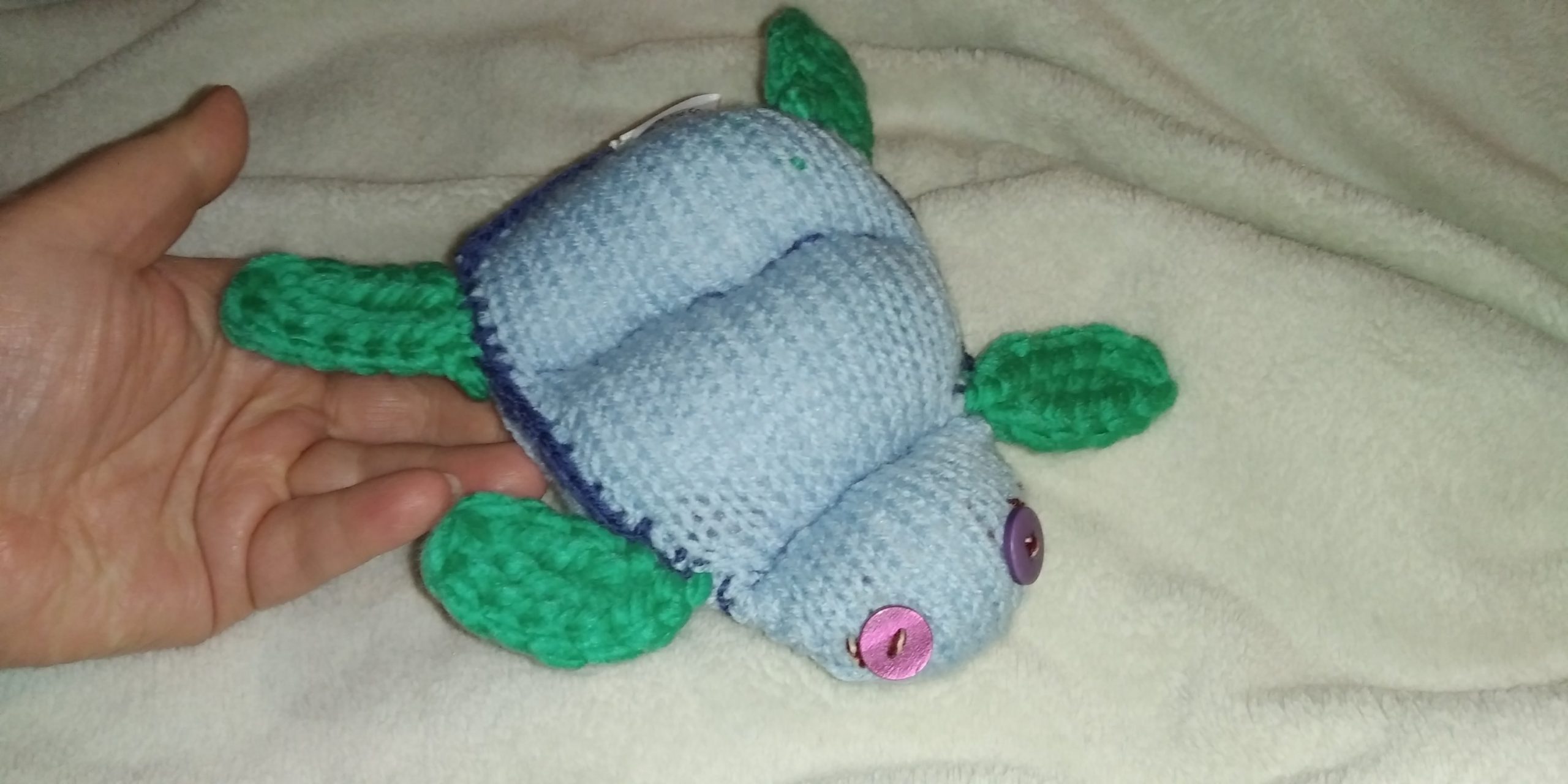 Dahna the Mid Blue with Green Flippers Flat Turtle