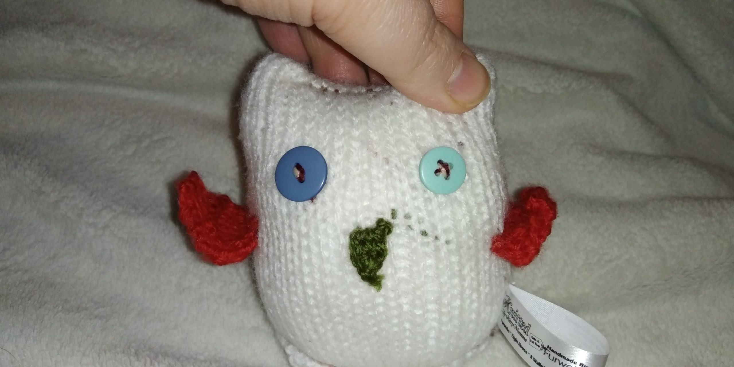 Beaky the White with Red Wings Mini Owl - Image 2