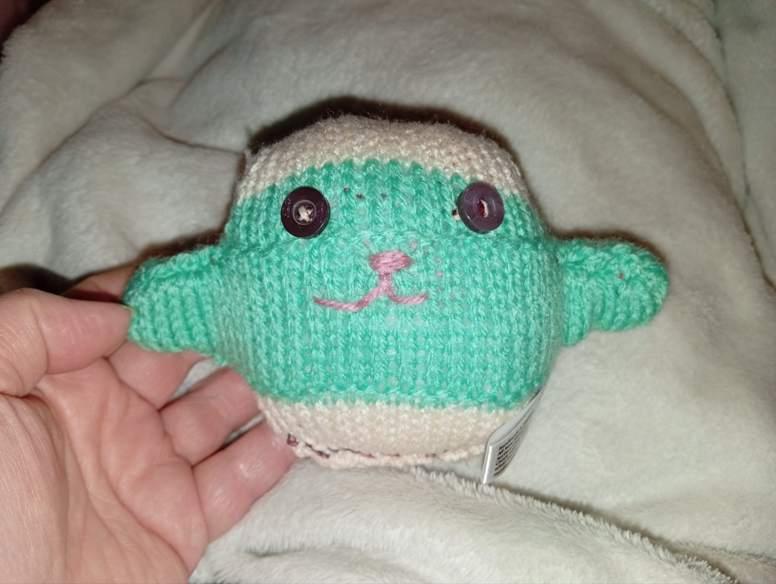 Stevie the Cream and Mint Midstripe Mini Ted - Image 4