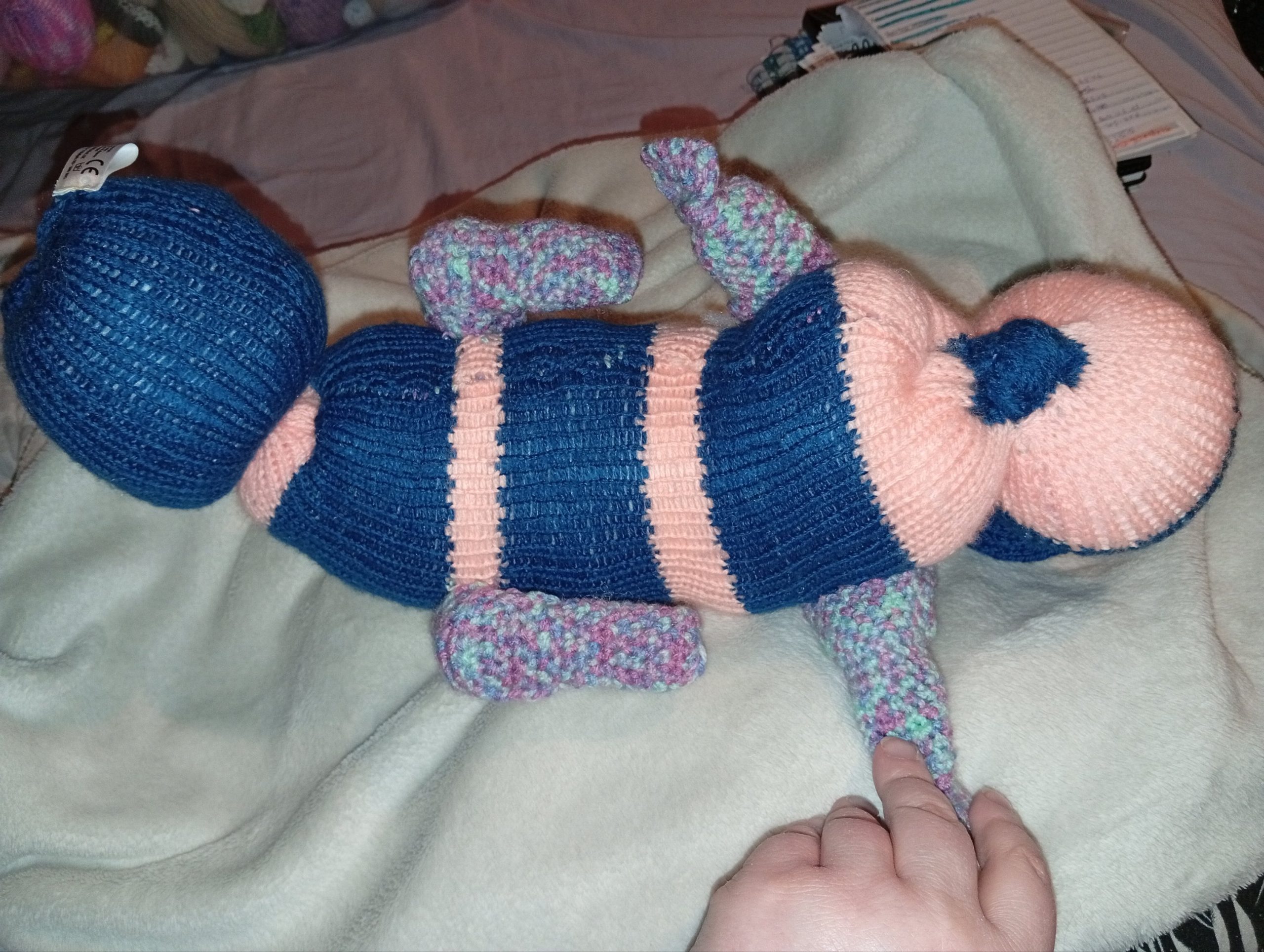 Despereaux the Navy Blue and Peach Banded Giant Flopsy DizzyBunny - Image 2