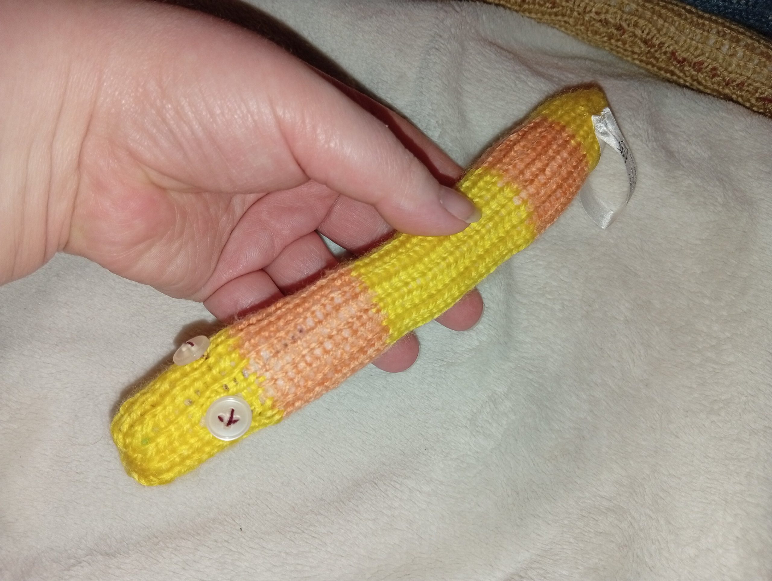 Tony the Yellow and Orange Banded Slim Noodle Short Snake