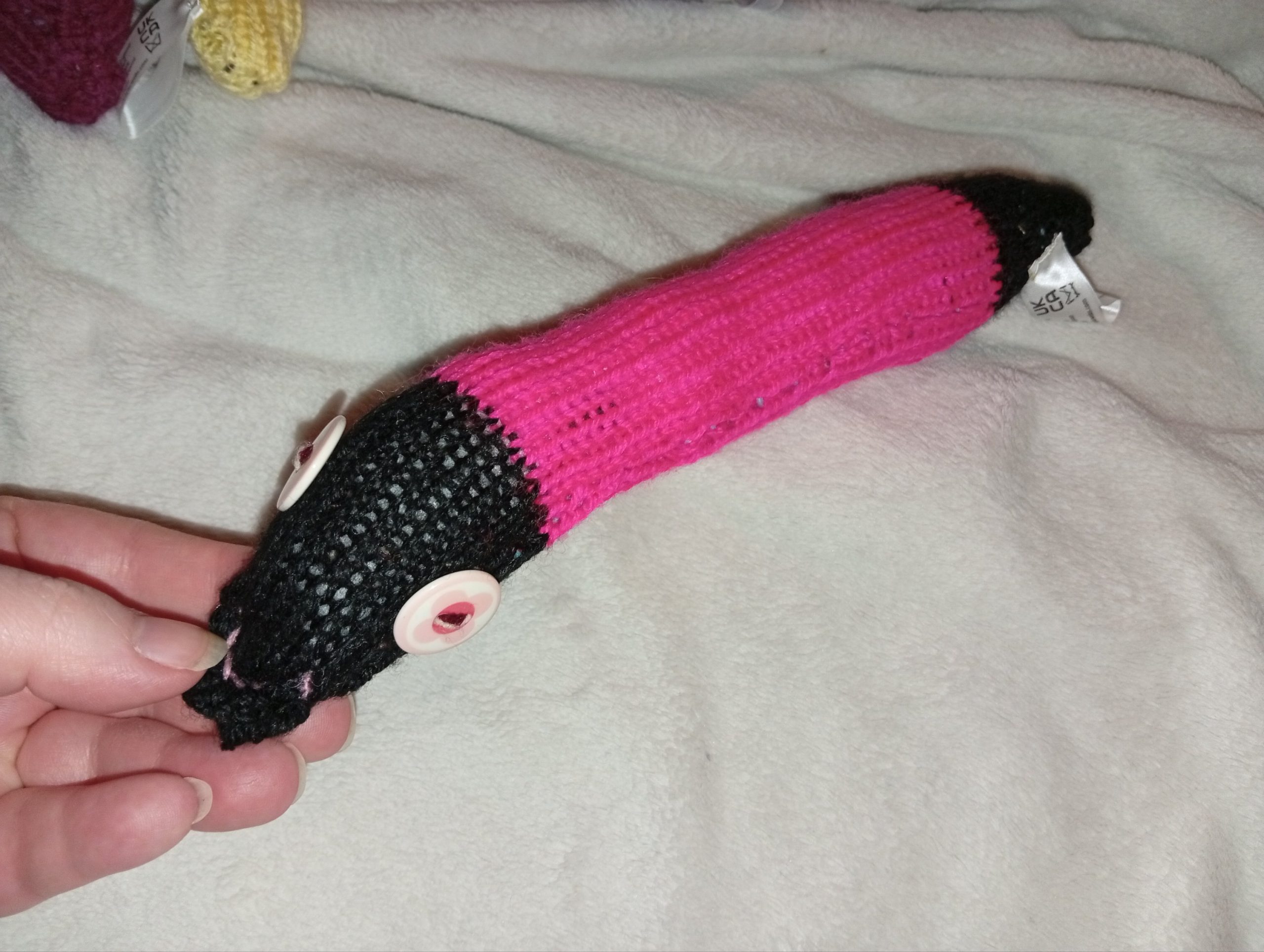 Archie the Black and Hot Pink Chunky Noodle Snake