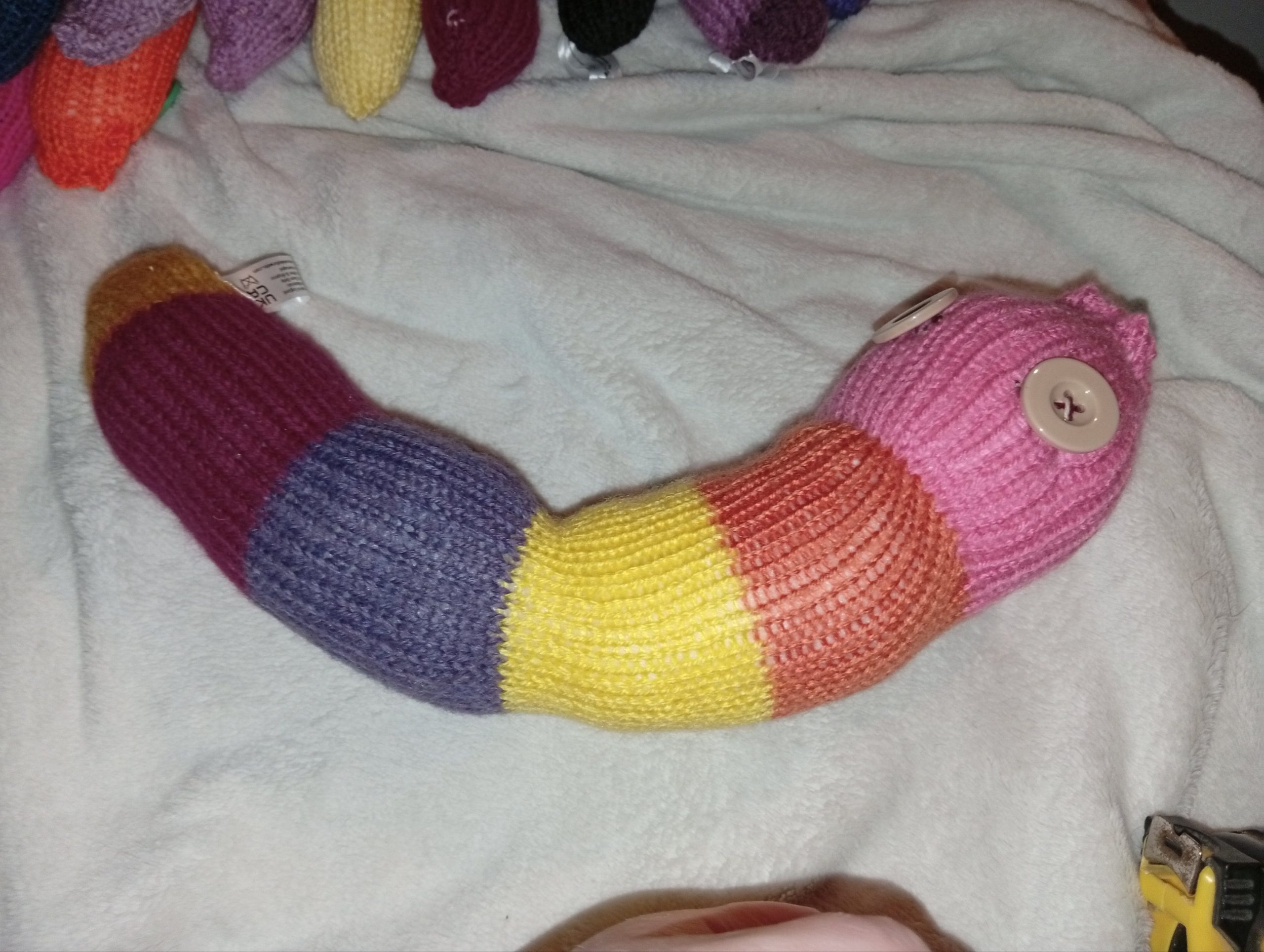 Ernest the Brown Mauve Grape Yellow Orange Pink Banded Chunky Short Snake - Image 2