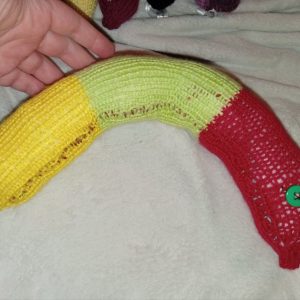 Erica the Red Yellow and Lime Green 3 Segment Banded Chunky Short Snake