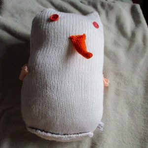 Clementine the Glittery White Snowbird with Pinky Orange Eyes Giant Owl