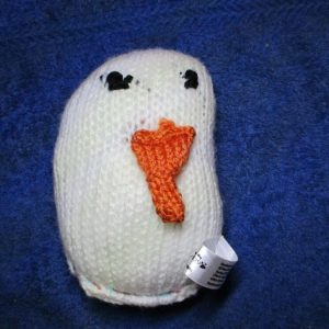 Tio the White Long Burnt Orange Carrot Nosed Mini Snowman Snuggy