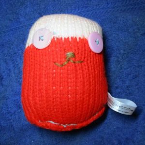 Claus the Red and Peach with Pink Eyes Mini Armless Santa Snuggy