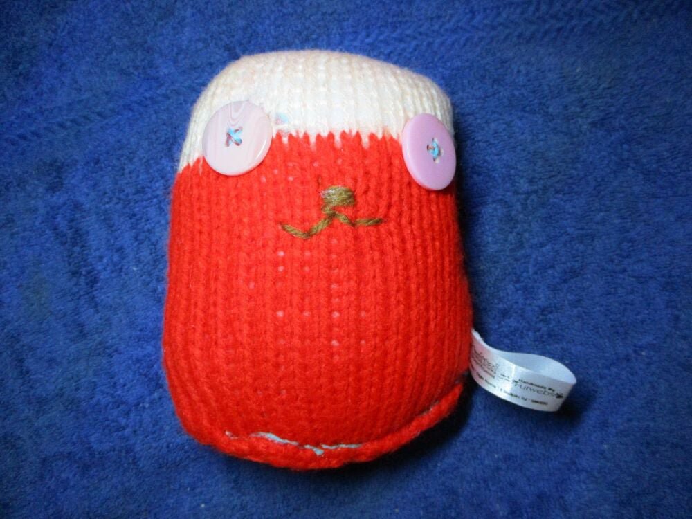 Claus the Red and Peach with Pink Eyes Mini Armless Santa Snuggy