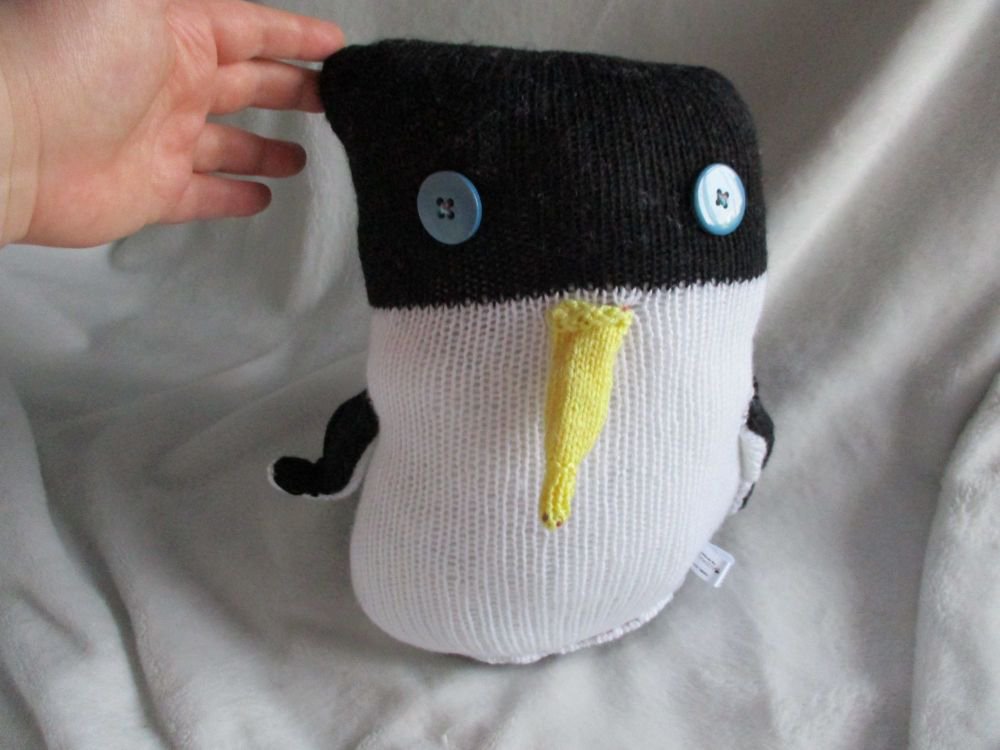 Crahlbert the Black & White Wonky Giant Penguin with Yellow Beak