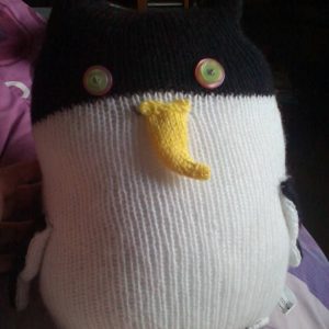 Salita the Black & White Giant Penguin with Pink Green Eyes